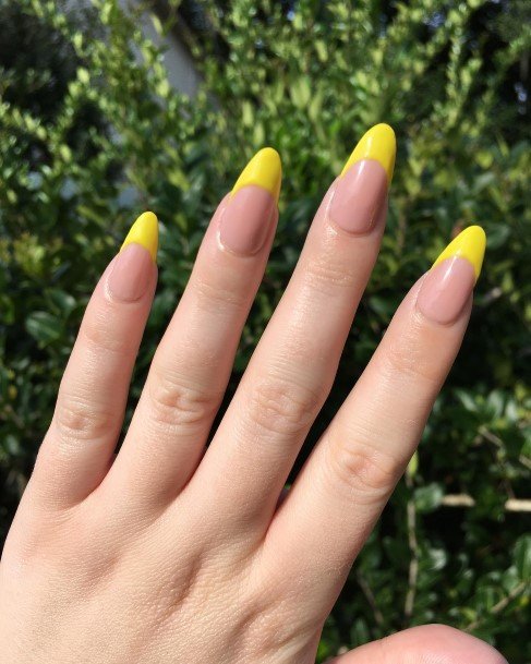 Pretty Yellow French Tip Nails Women