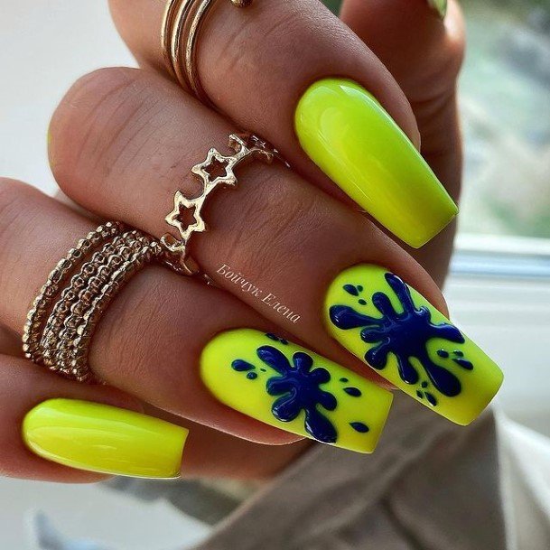 Pretty Yellow Square Nails Women