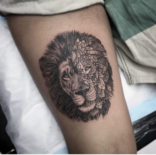 Princely Lion Tattoo On Arms Women