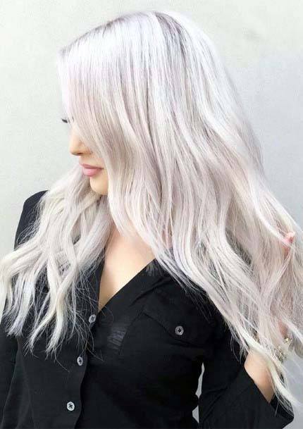 Princess Ashy White Platinum Blonde Layered Womens Hairstyle Idea