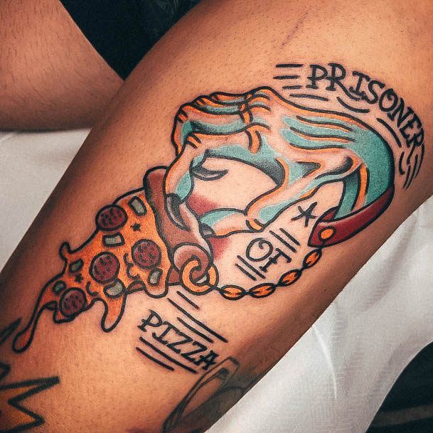 Prisoner Of Pizza Thigh Womens Pizza Good Looking Tattoos