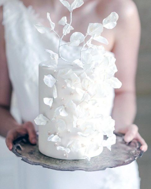 Pristine White Elegant Wedding Cake Women Art