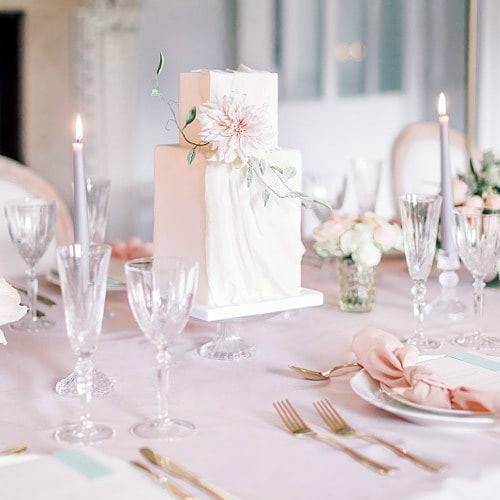 Pristine White Square Wedding Cake