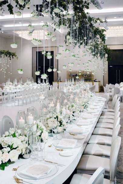 Pristine White Wedding Hall Decoration