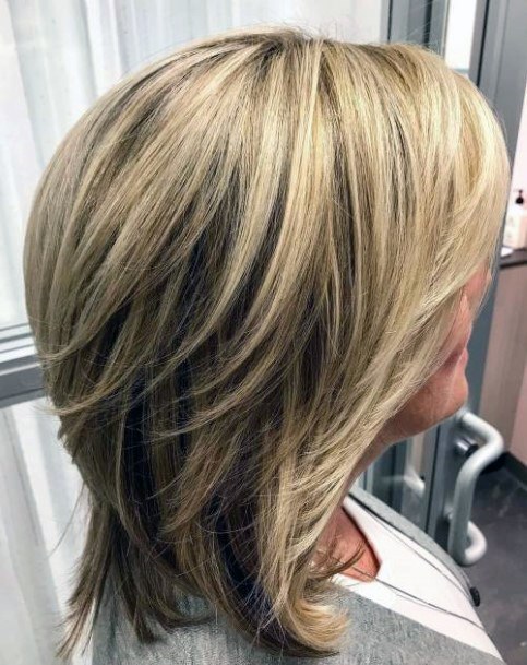 Professional Blonde Layers Medium Length Hairstyles For Women Over 50