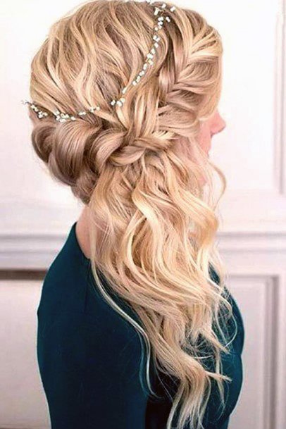 Prom Hairstyles For Women Light Blonde Pulled To Side With Braid And Simple