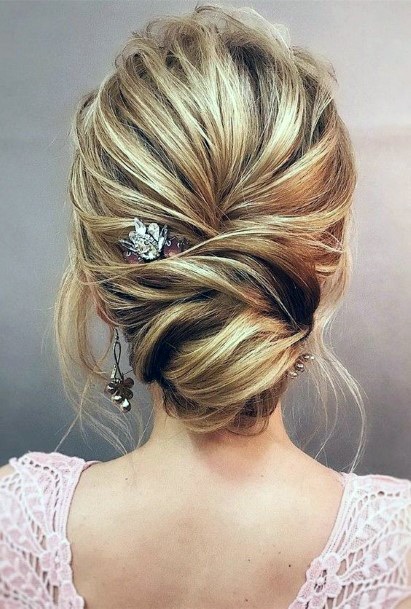 Prom Style Loose Pull Back Into Low Hair Twist Crystal Hair Pin