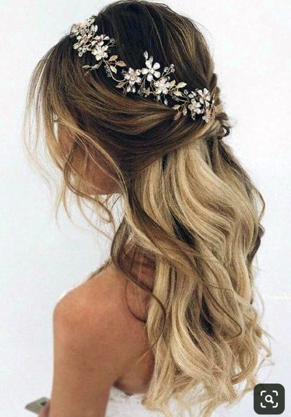 Prom Updo Ombre Brown To Blonde Half Tie Back With Crystal Headpiece