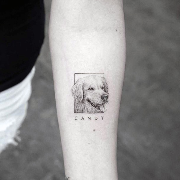Protuding Dog Tattoo Womens Arms
