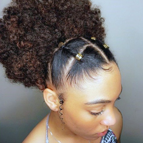 Puffy Curled Bun Hairstyle For Black Women