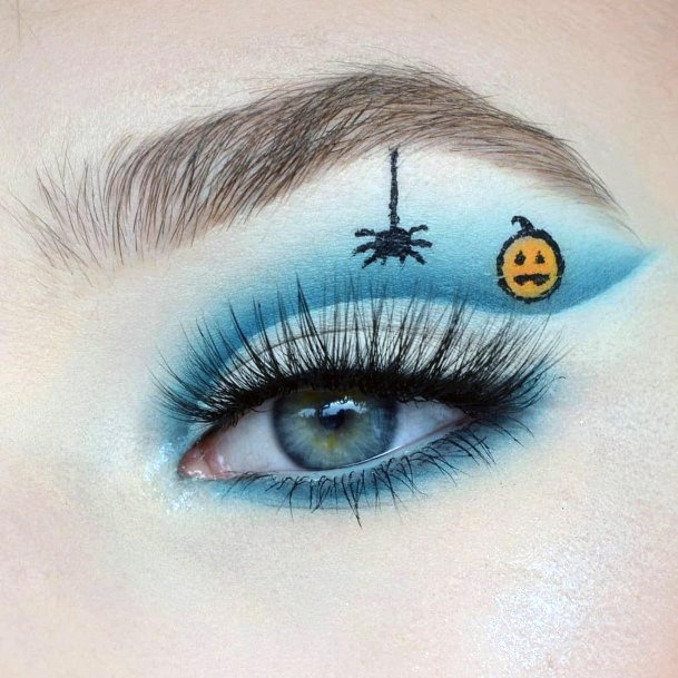 Pumpkin And Spider Blue Halloween Eyeshadow Women