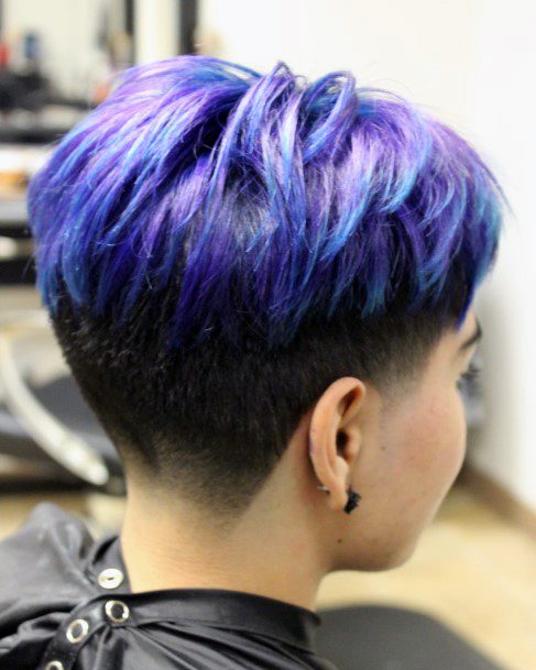 Punk Hairstyle For Young Girls Tapered Layers And Purple Color