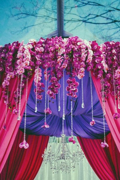 Purple And White Ceiling Decor Indian Wedding