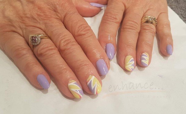 Purple And Yellow Womens Feminine Purple And Yellow Nails