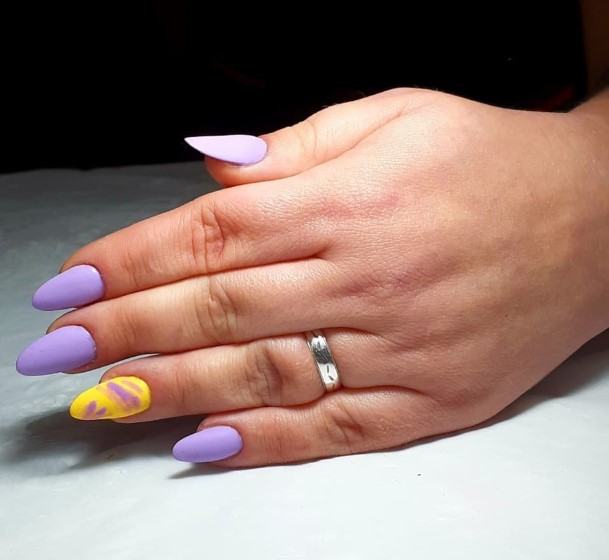 Purple And Yellow Womens Nail Ideas