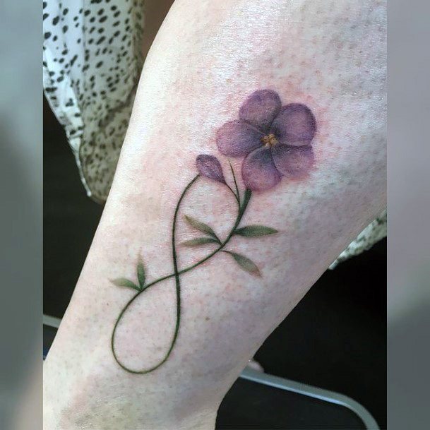 Purple Flower Infinity Tattoo For Women