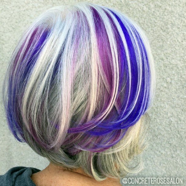 Purple Highlights Hairstyles For Women Over 60