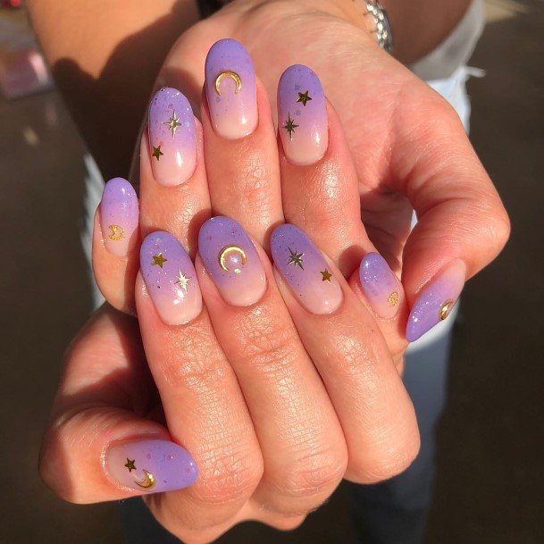 Purple Ombre Nail For Ladies