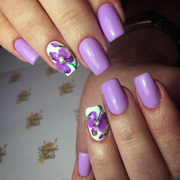 Purple Orchid With Bling Nails