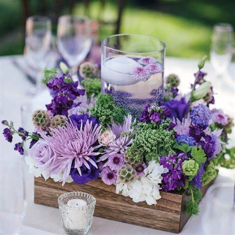 Purple Shaded Wedding Flower Centerpieces