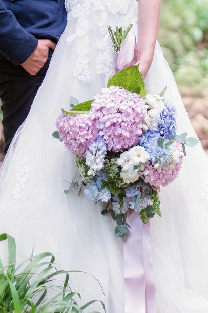 Purple Tinted Hydrangea Wedding Flowers