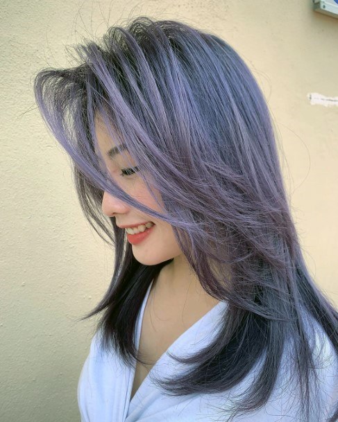 Purple Toned Asian Hairstyle Women