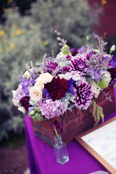 Purple Wedding Flowers Table Dining