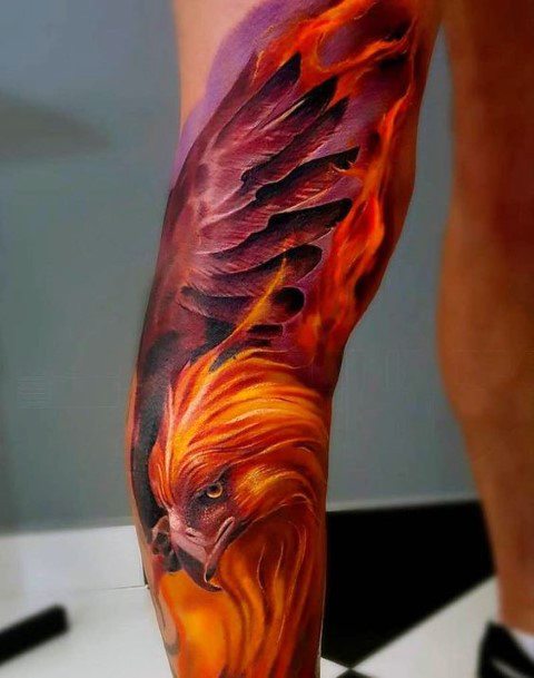 Raging Fire Phoenix Tattoo Womens Arms