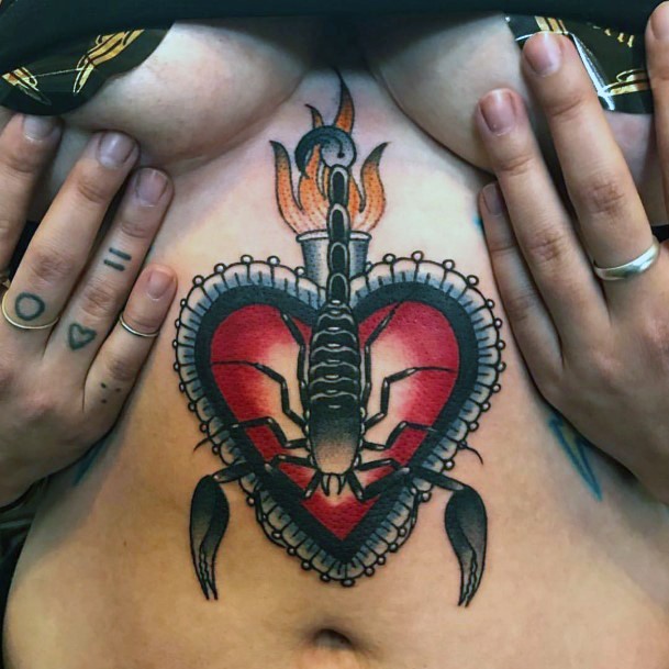 Raging Heart Red Scorpion Tattoo Torso