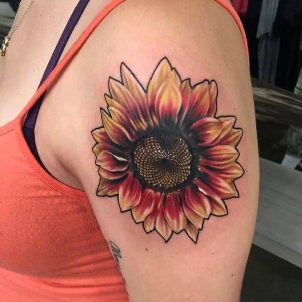 Raging Heat Sunflower Tattoo Womens Arms