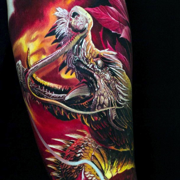 Raging Red Fire Dragon Tattoo Women