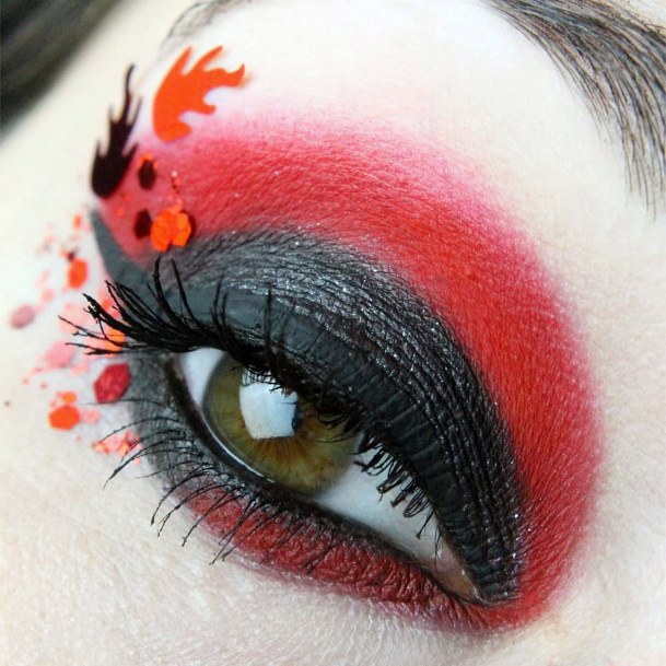 Raging Red Flames And Black Eyeshadow Women