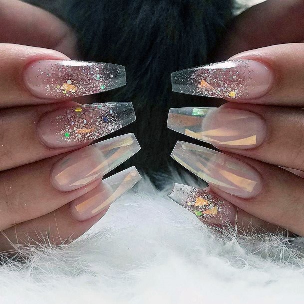 Rainbow Effect Transparent Nails For Women