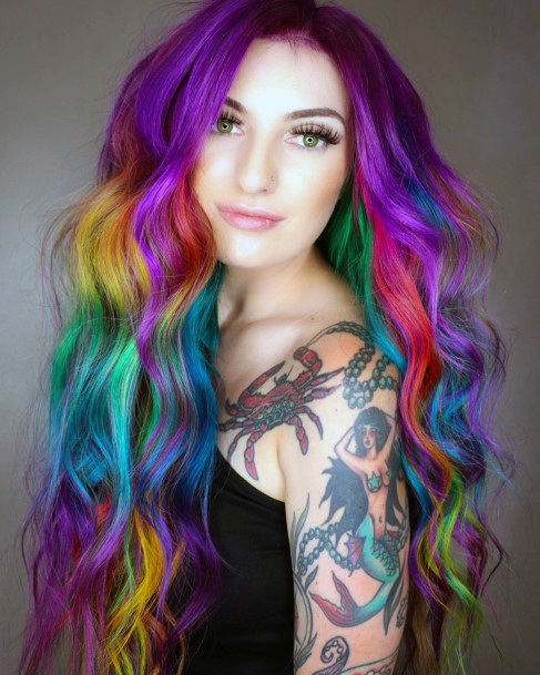 Top 100 Best Rainbow Hairstyles For Women - Colorful Hair Dye Ideas