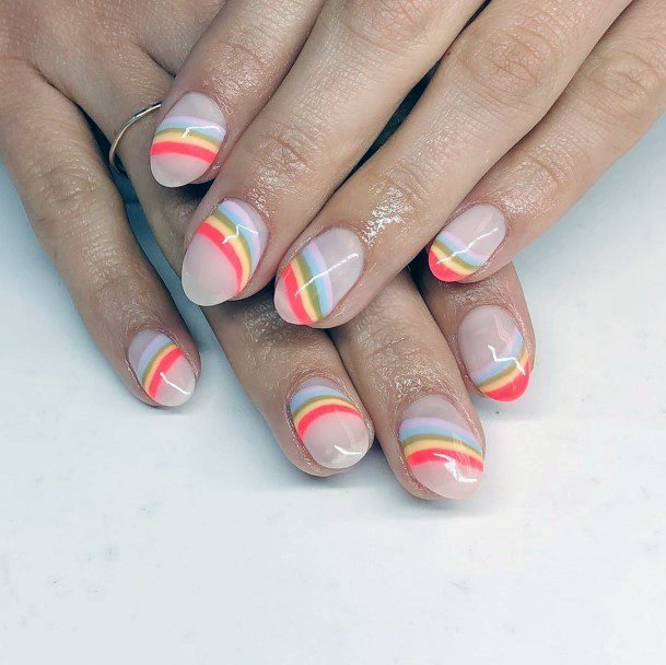 Rainbow Ribbons Creative Art On Nails