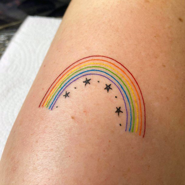 Rainbow Tattoo For Ladies