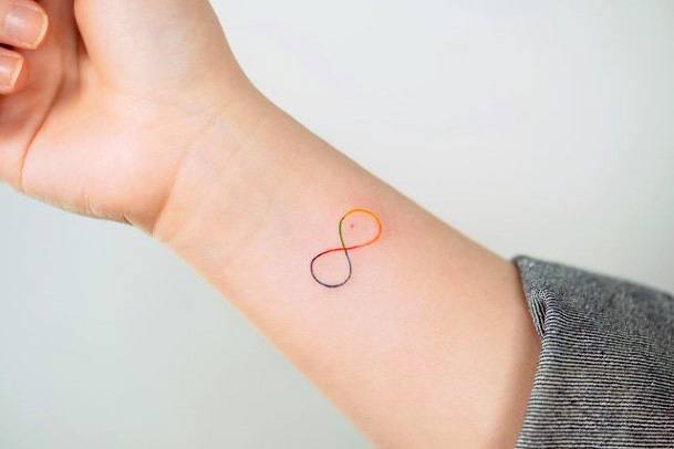 Rainbow Toned Simple Infinity Tattoo For Women