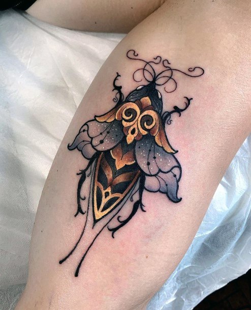 Rare Honey Bee Tattoo For Women