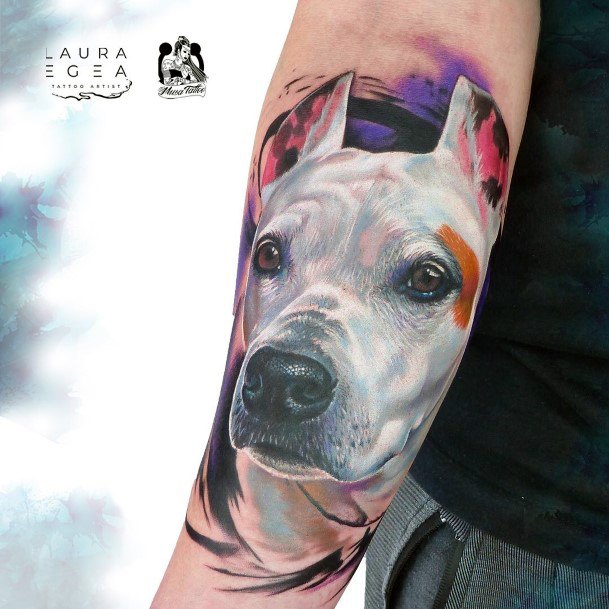 Rare Snow Grey Tattoo Of Dog For Women