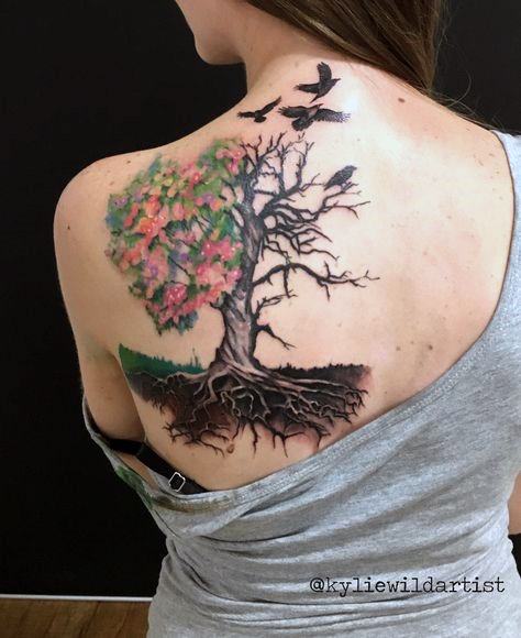 Rare Tree Tattoo Womens Back