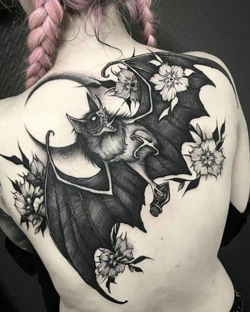 Ravage Bat Tattoo Womens Back