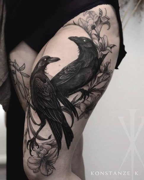 Raven Female Tattoo Designs