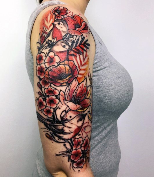 Ravishing Birds Nest Tattoo On Female