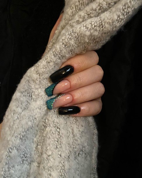 Ravishing Black And Green Nail On Female