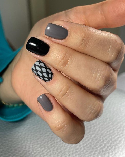 Ravishing Black And Grey Nail On Female