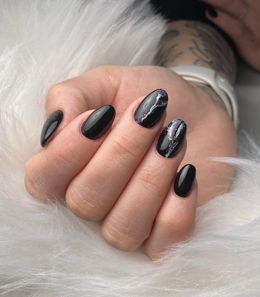 Ravishing Black And White Marble Nail On Female