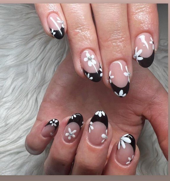 Ravishing Black French Tip Nail On Female