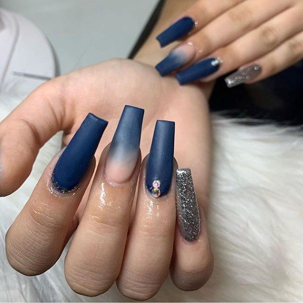 Ravishing Blue And Gold Nail On Female