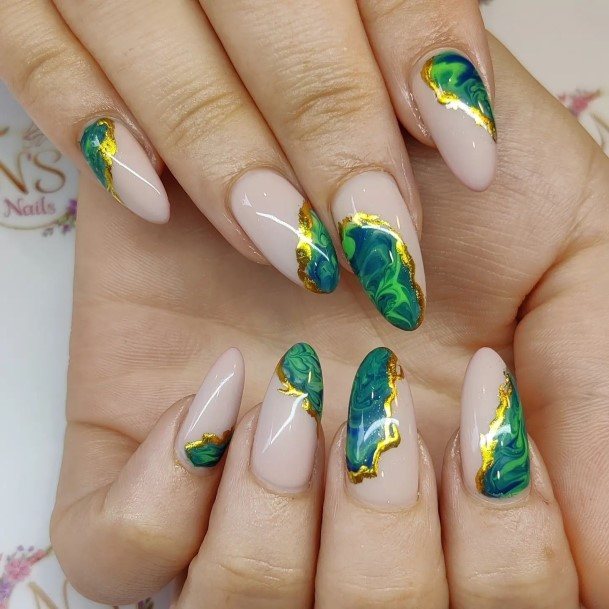 Ravishing Blue And Green Nail On Female