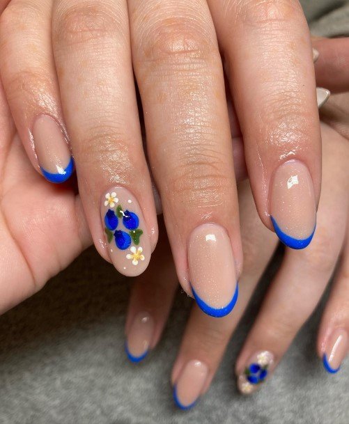 Ravishing Blue French Tip Nail On Female